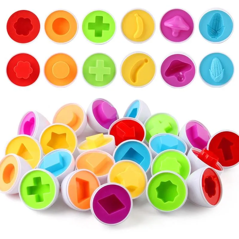 12PCS Montessori Learning Education Math Toys Kids Match Smart Eggs Screws 3D Puzzle Game For Children Educational Toys