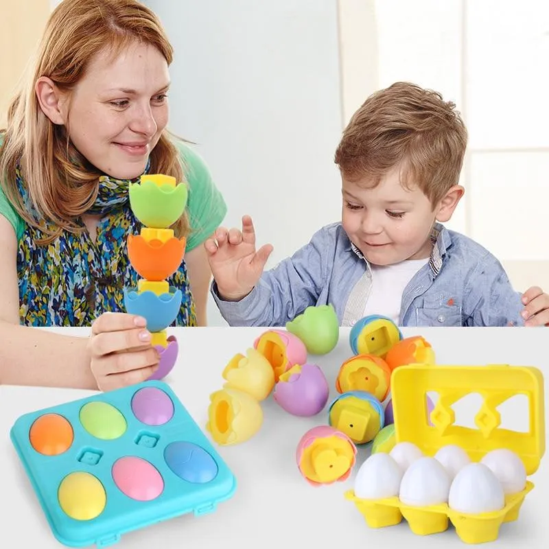 12PCS Montessori Learning Education Math Toys Kids Match Smart Eggs Screws 3D Puzzle Game For Children Educational Toys