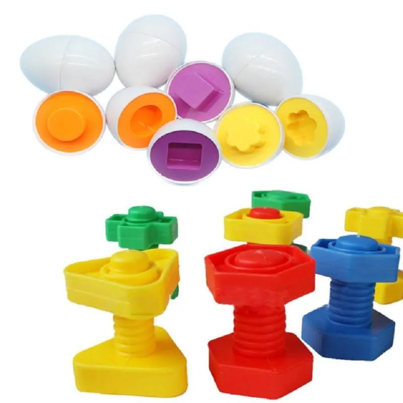 12PCS Montessori Learning Education Math Toys Kids Match Smart Eggs Screws 3D Puzzle Game For Children Educational Toys