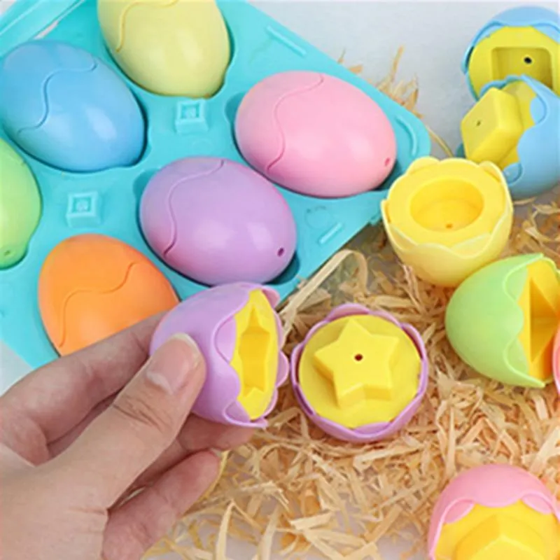 12PCS Montessori Learning Education Math Toys Kids Match Smart Eggs Screws 3D Puzzle Game For Children Educational Toys