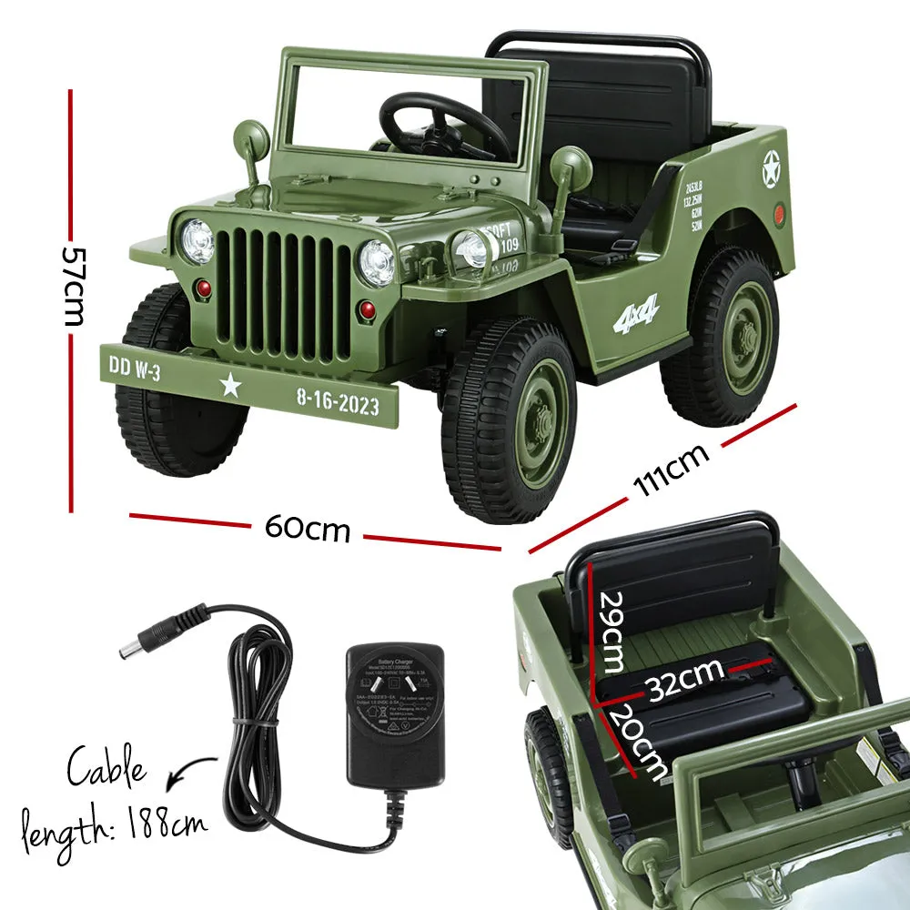 12V Kids Military Jeep Ride On Car with Remote - Rigo