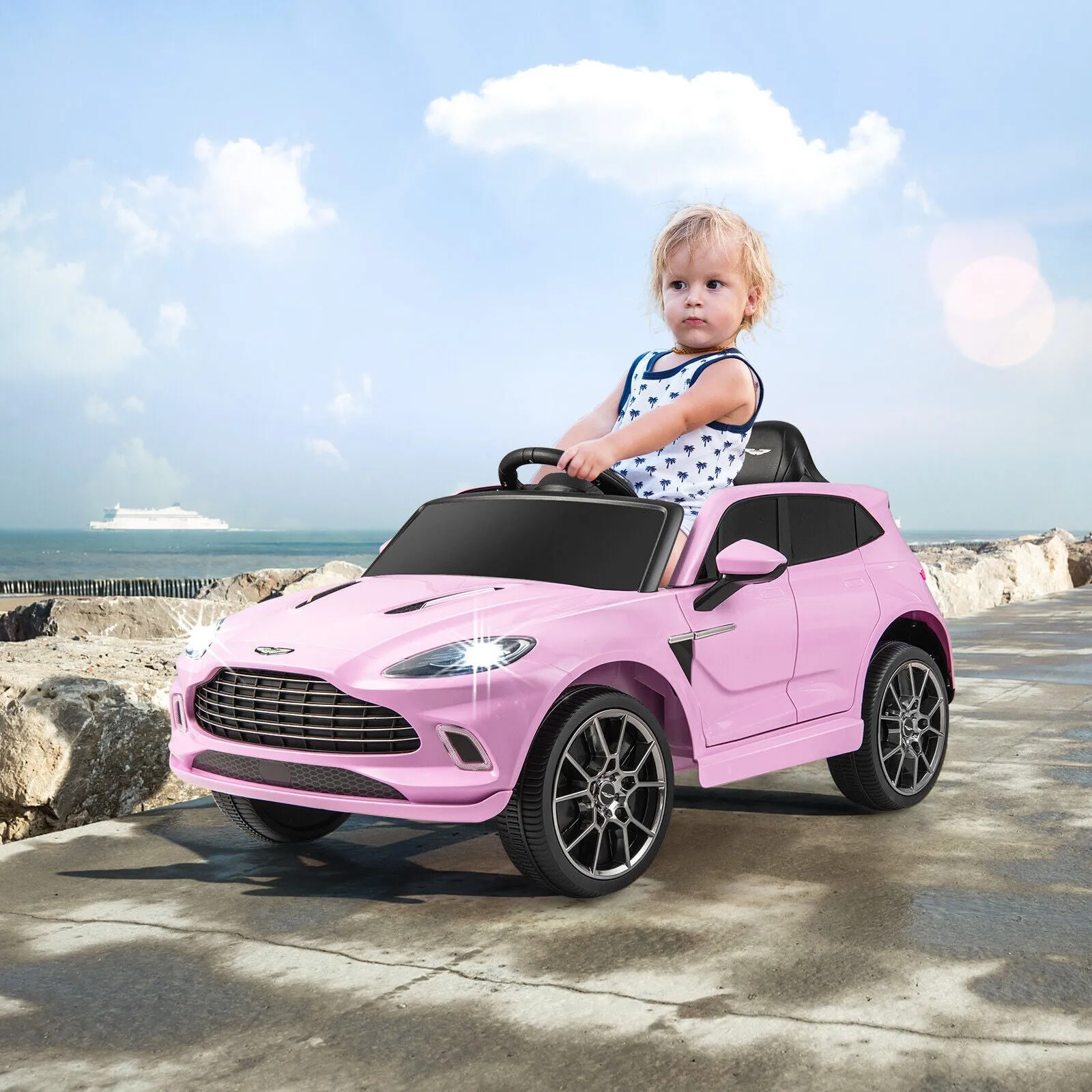 12V Licensed Aston Martin DBX Kids Ride On Car with Dual Lockable Doors-Pink