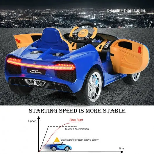 12V Licensed Bugatti Chiron Kids Ride on Car with Storage Box and MP3-Blue