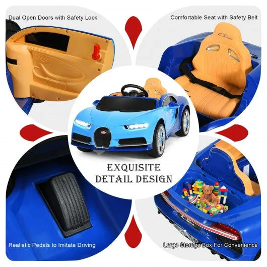 12V Licensed Bugatti Chiron Kids Ride on Car with Storage Box and MP3-Blue