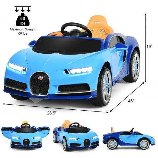 12V Licensed Bugatti Chiron Kids Ride on Car with Storage Box and MP3-Blue