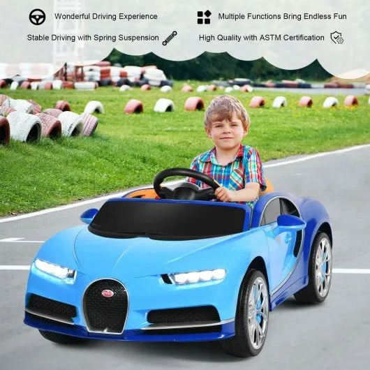 12V Licensed Bugatti Chiron Kids Ride on Car with Storage Box and MP3-Blue