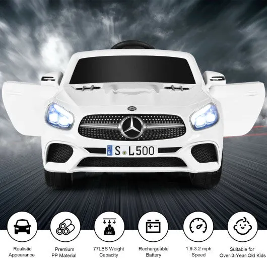 12V Mercedes-Benz SL500 Licensed Kids Ride On Car with Remote Control-White