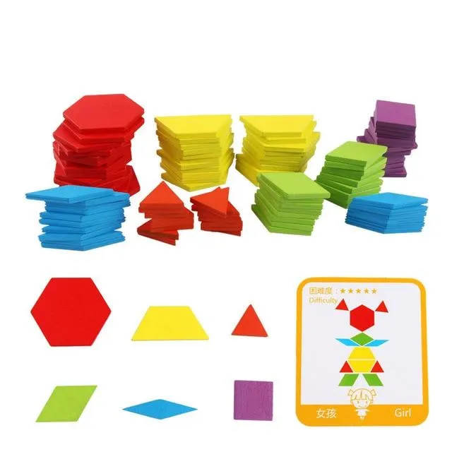 155 PCS Puzzle Educational Toys for Children Creative Games Jigsaw Puzzle Learning Kids Developing Wooden Geometric Shape Toys