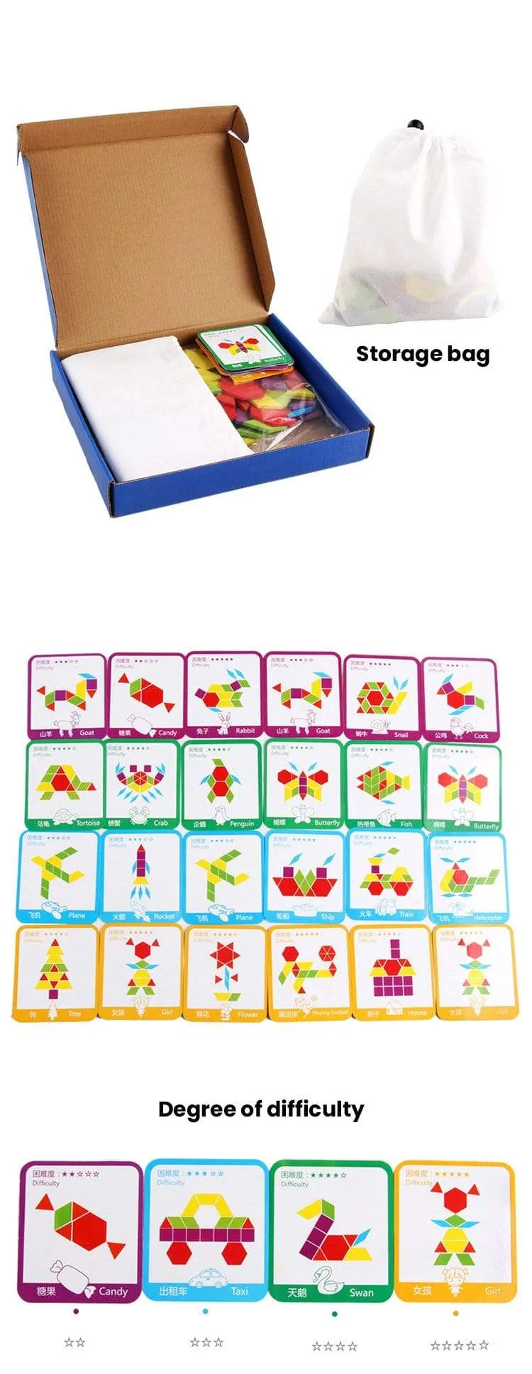 155 PCS Puzzle Educational Toys for Children Creative Games Jigsaw Puzzle Learning Kids Developing Wooden Geometric Shape Toys