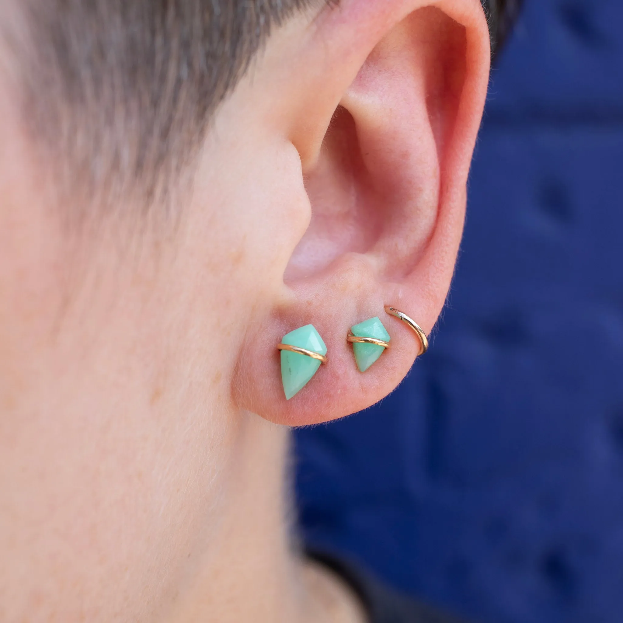 18K Kite Stud Earrings in Chrysoprase