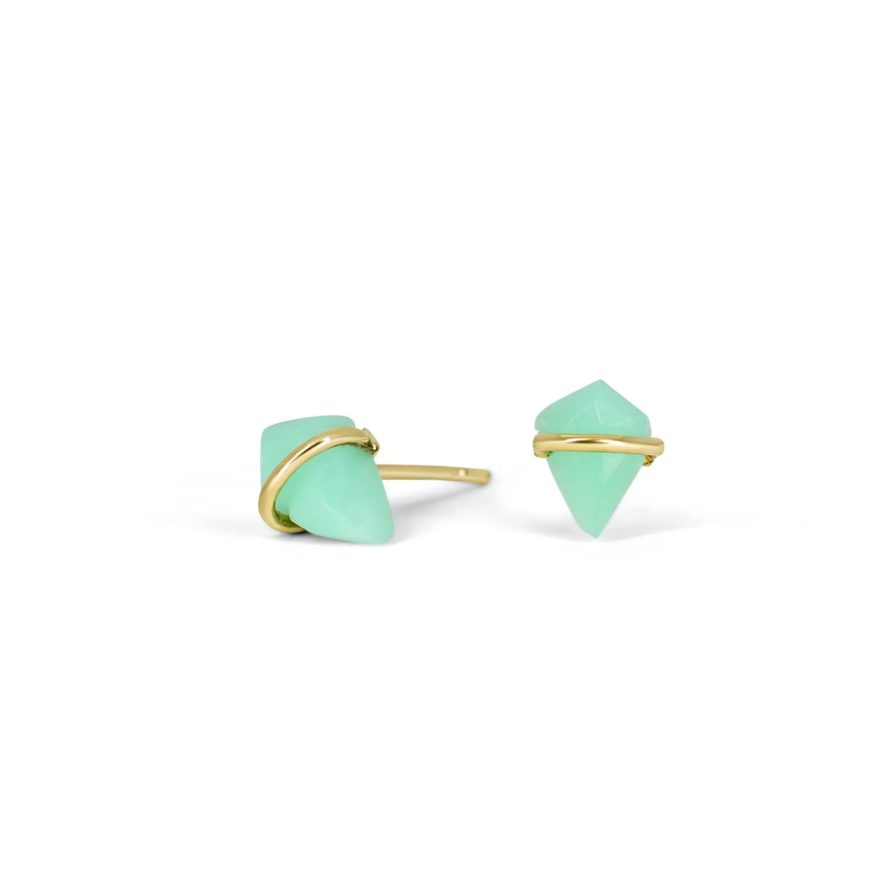 18K Kite Stud Earrings in Chrysoprase