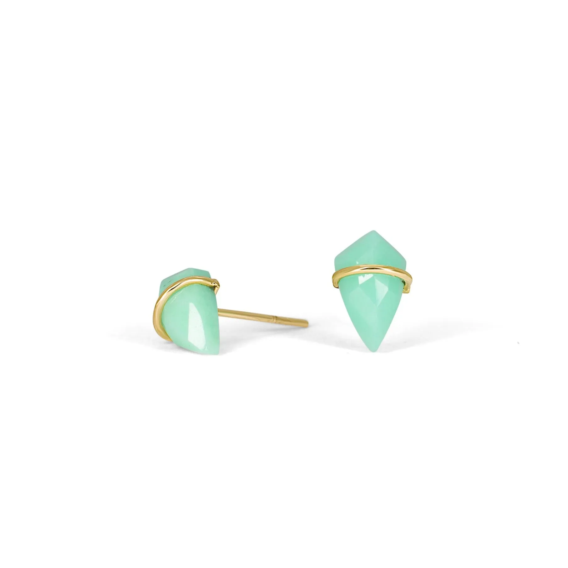 18K Kite Stud Earrings in Chrysoprase