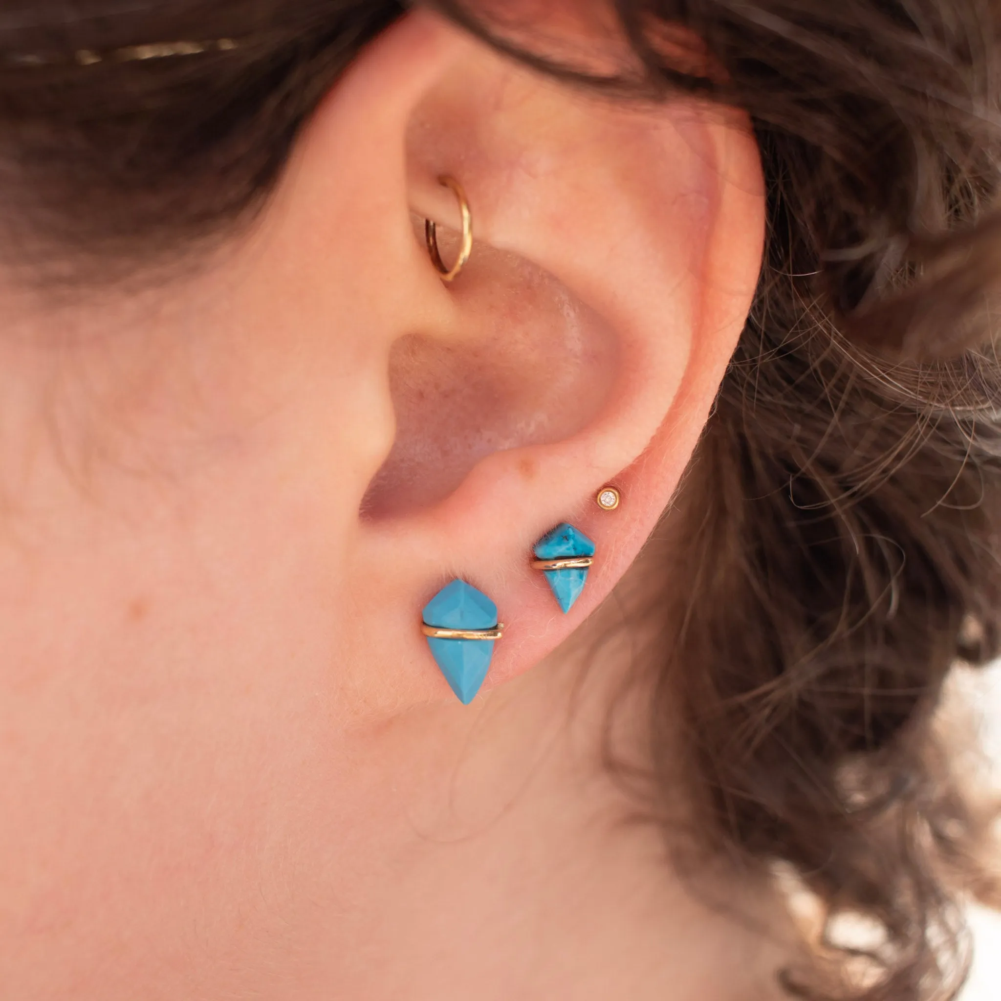 18K Kite Stud Earrings in Turquoise