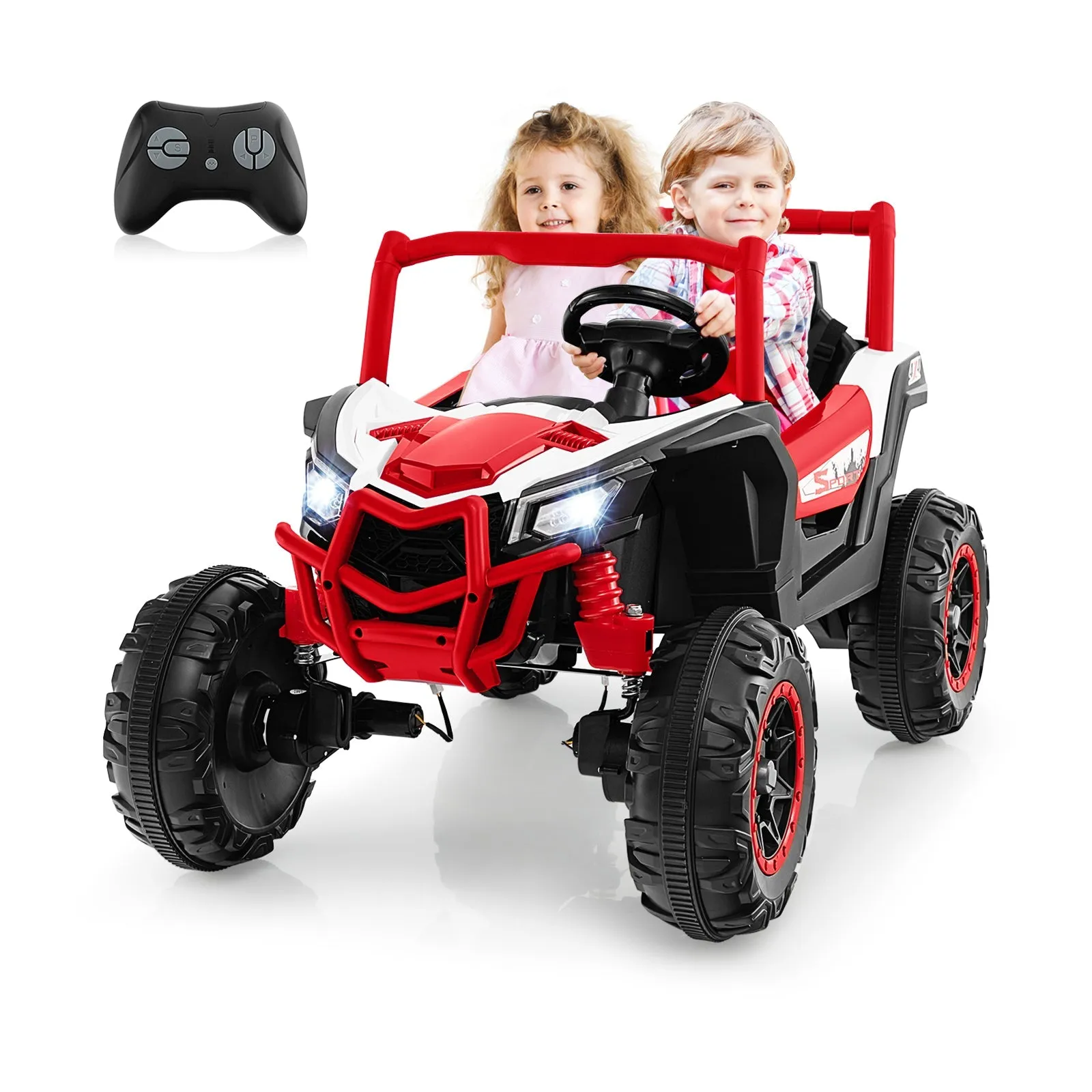 24V Kids Ride on UTV with 4 x 100W Powerful Engin and Remote Control-Red