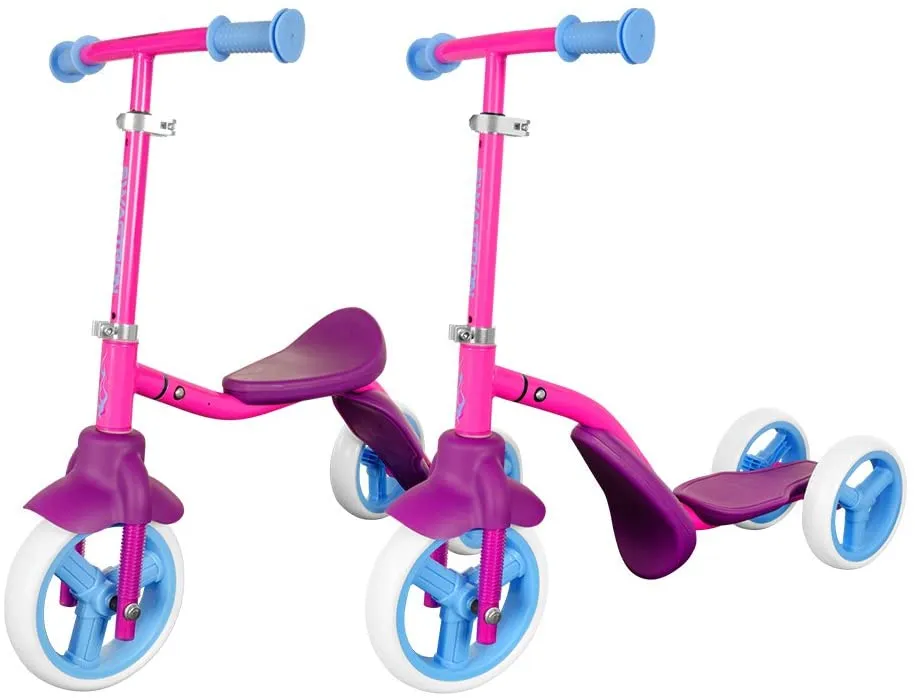 3 Wheel Scooter & Ride-On Balance Trike 2-in-1 Adjustable for 2, 3, 4, 5 Year Old Boy or Girl Transforms in Seconds