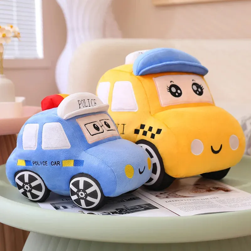 30/40CM Cartoon Cars Peluche Toys Kawaii Police Cars Ambulances Taxis Plushie Dolls Stuffed Soft Toy Kids Baby Creative Gift