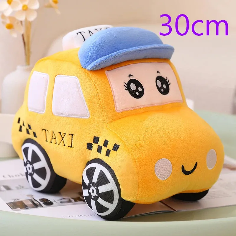 30/40CM Cartoon Cars Peluche Toys Kawaii Police Cars Ambulances Taxis Plushie Dolls Stuffed Soft Toy Kids Baby Creative Gift