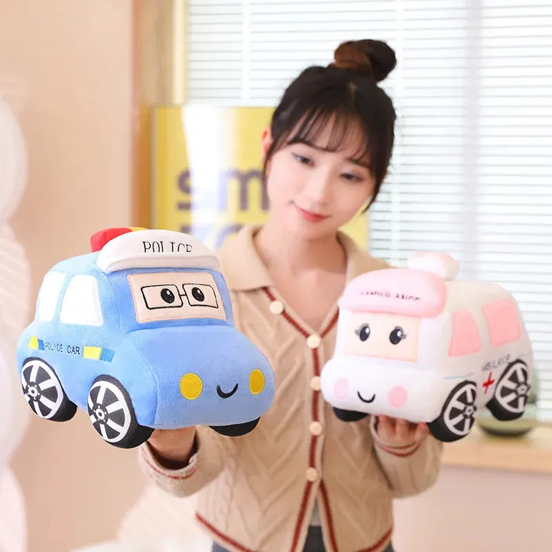 30/40CM Cartoon Cars Peluche Toys Kawaii Police Cars Ambulances Taxis Plushie Dolls Stuffed Soft Toy Kids Baby Creative Gift