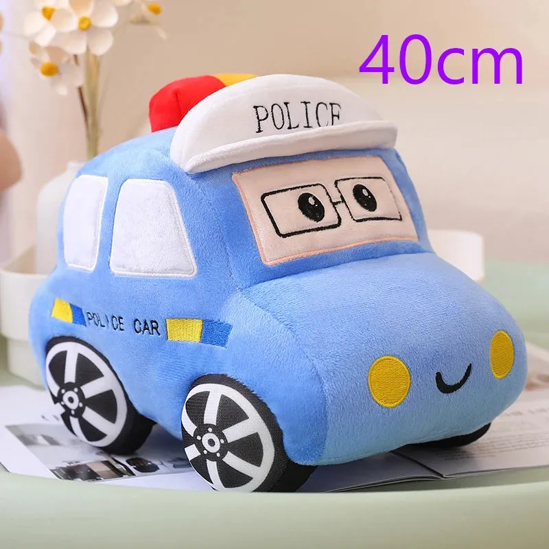 30/40CM Cartoon Cars Peluche Toys Kawaii Police Cars Ambulances Taxis Plushie Dolls Stuffed Soft Toy Kids Baby Creative Gift