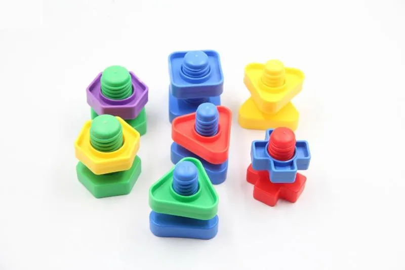 5 Set Screw building blocks plastic insert blocks nut shape toys for children Educational Toys montessori scale models