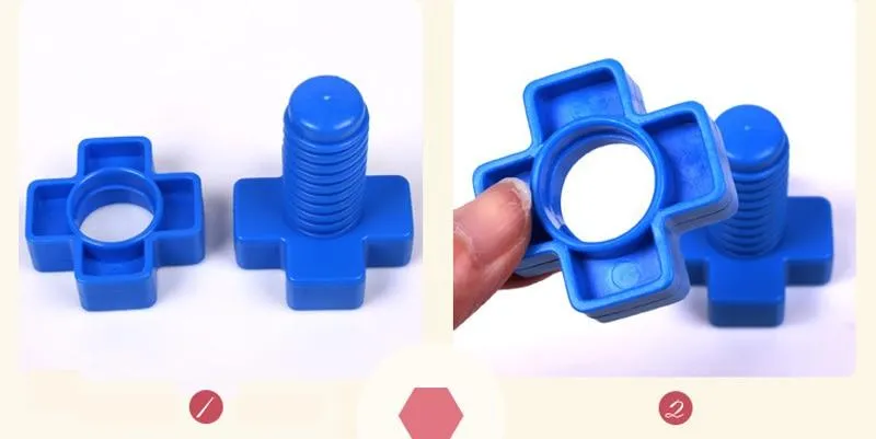 5 Set Screw building blocks plastic insert blocks nut shape toys for children Educational Toys montessori scale models