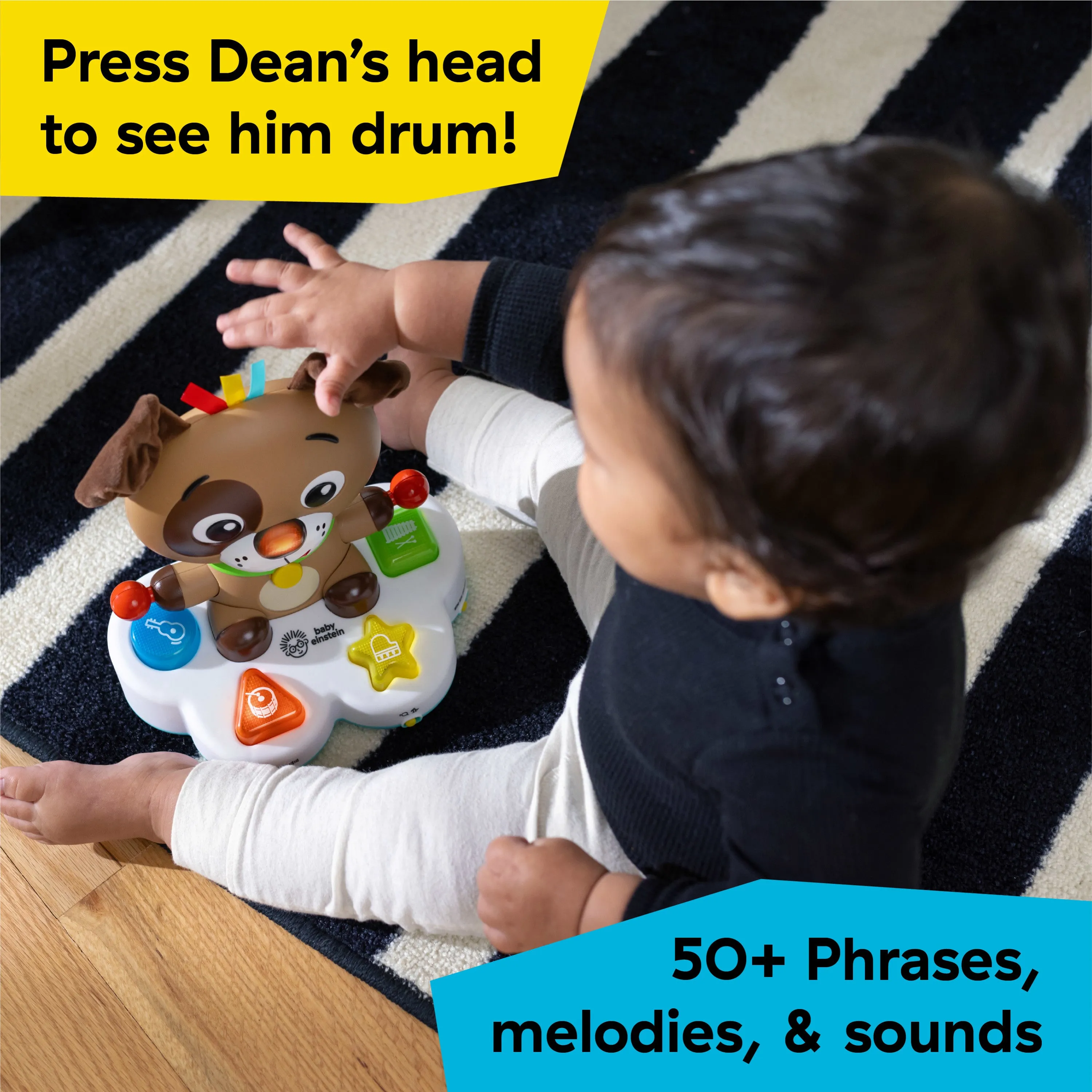 Baby Einstein Musical Learning Toy: Learn & Drum Dean, Suitable for Infants Aged 6  Months