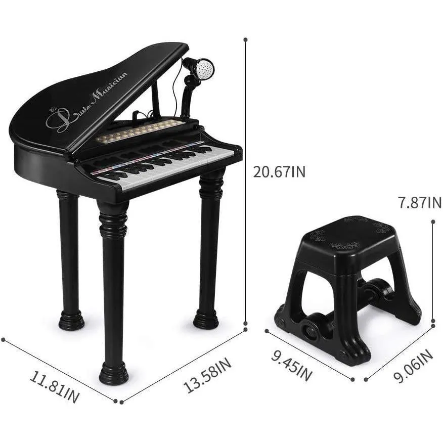 Black Electronic Piano With Microphone and Stool