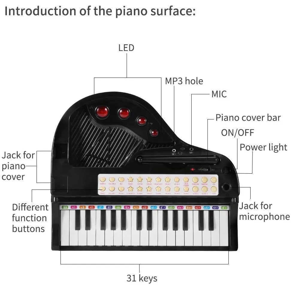 Black Electronic Piano With Microphone and Stool