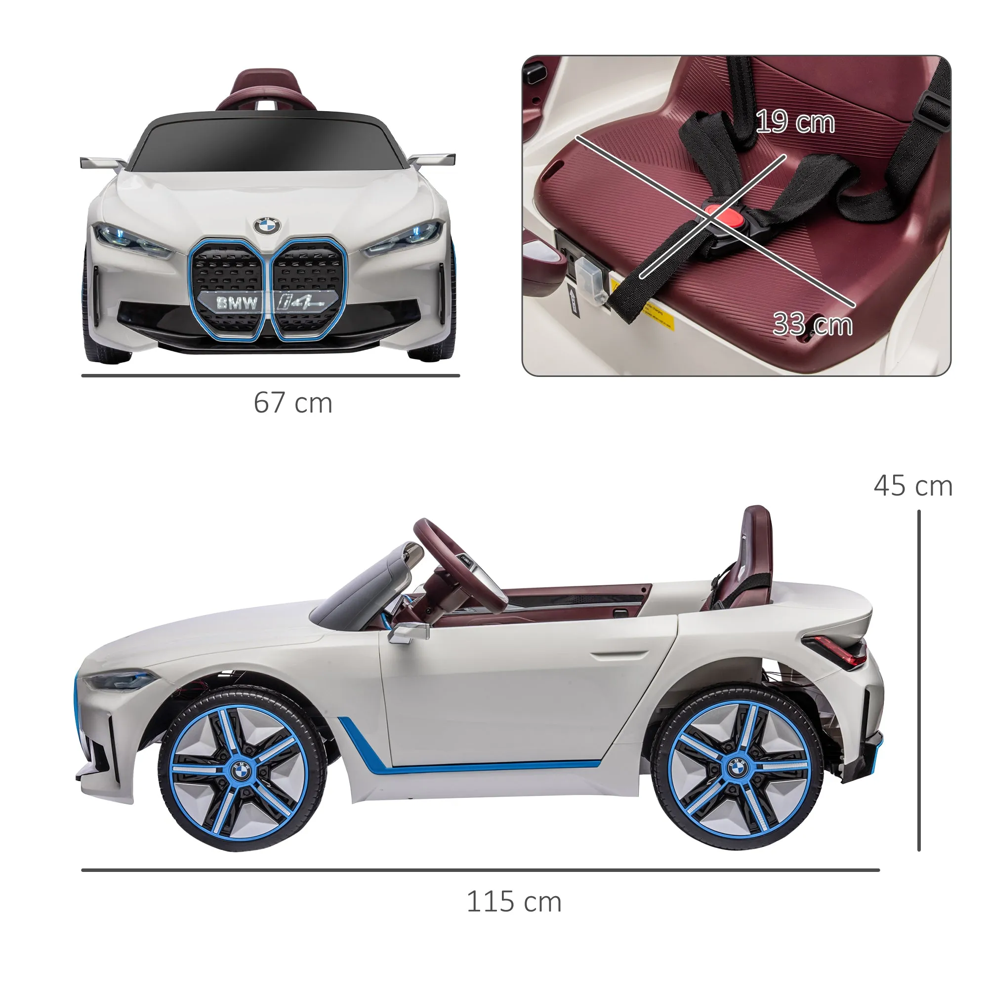 BMW i4 Licensed 12V Kids Electric Ride-On Car w/ Remote Control - White