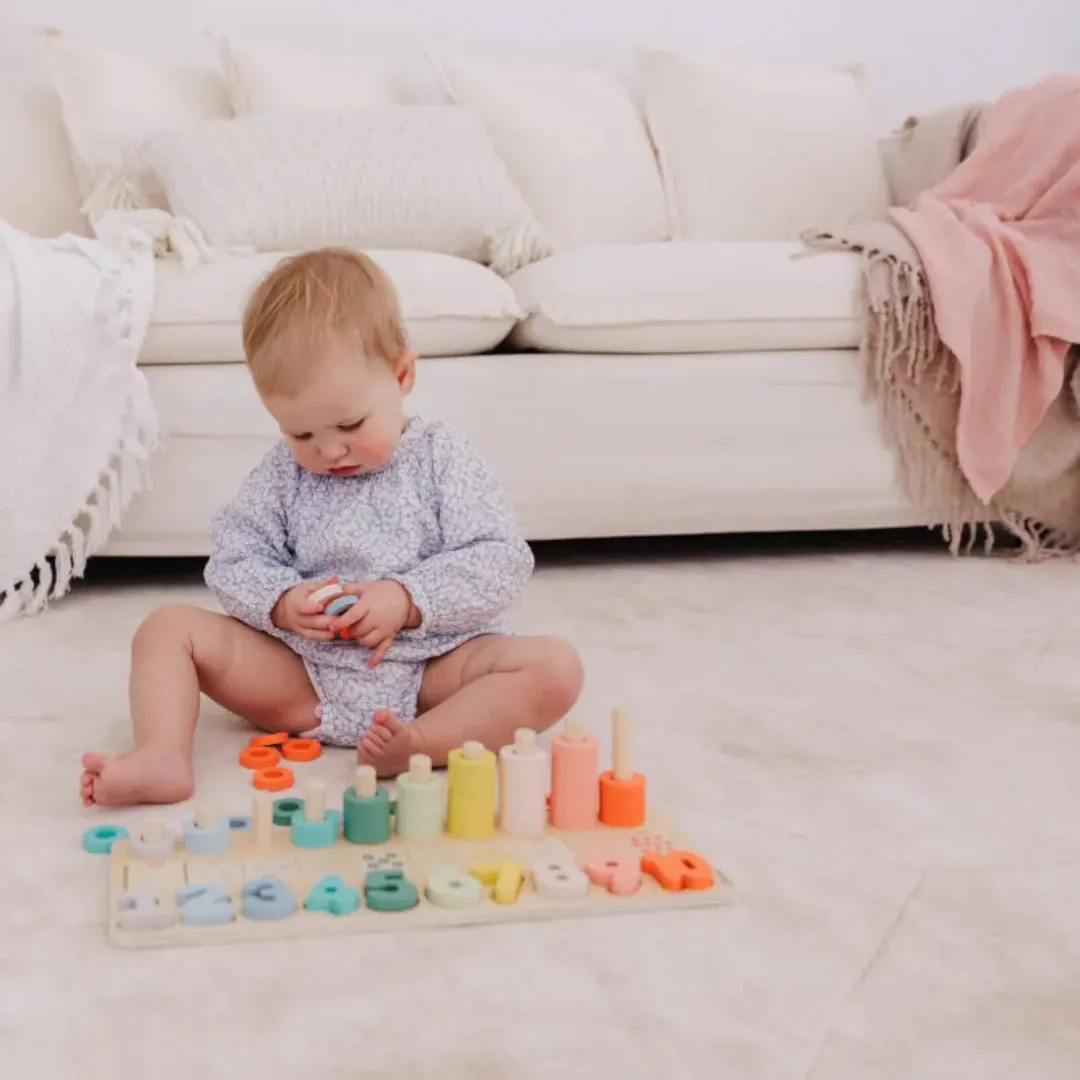 BUBBLE Wooden Numbers & Blocks Counting Set