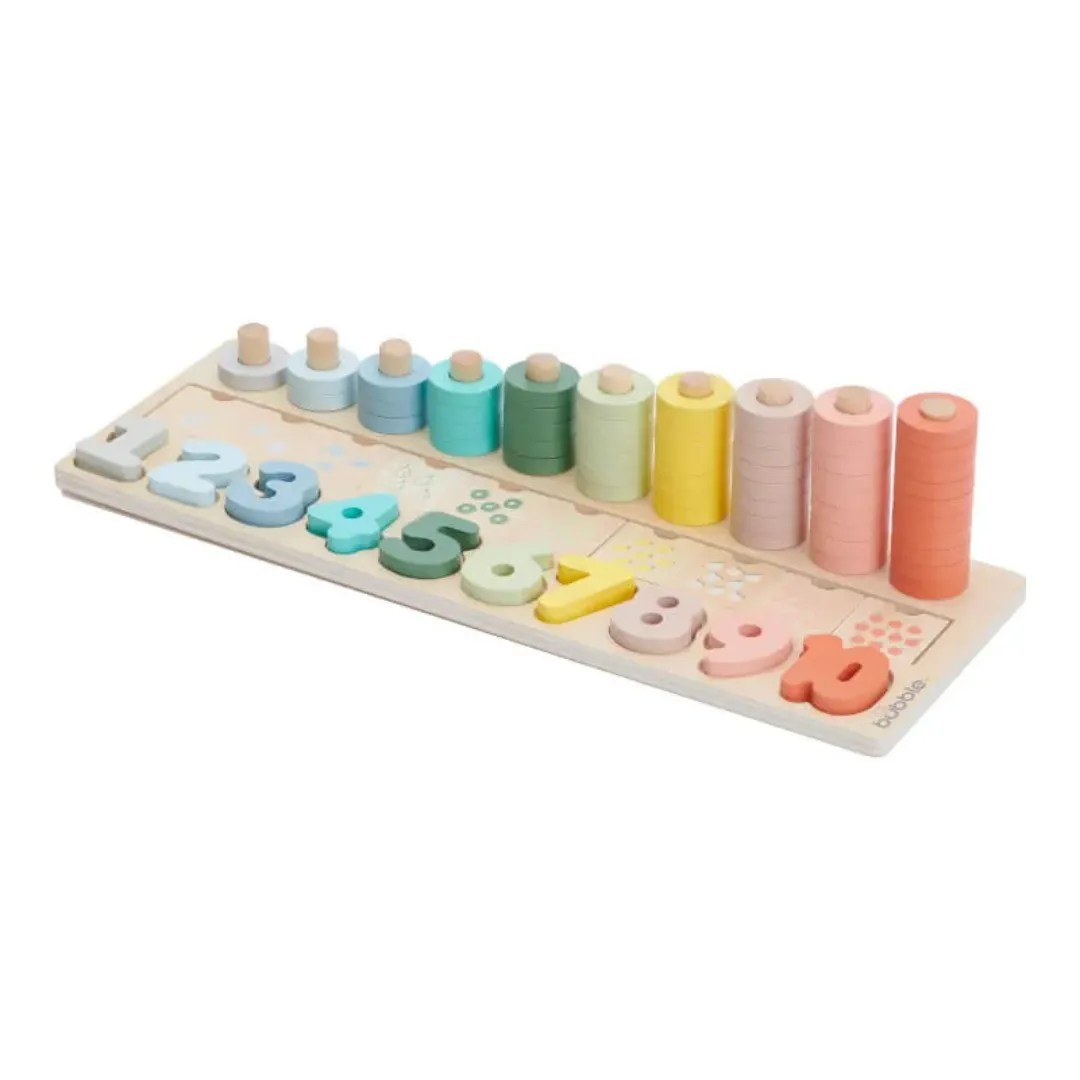 BUBBLE Wooden Numbers & Blocks Counting Set