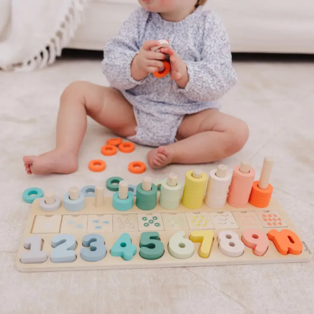 BUBBLE Wooden Numbers & Blocks Counting Set