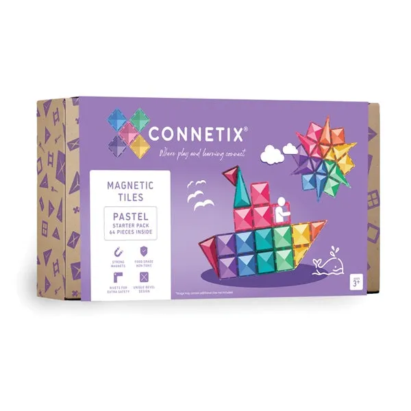 Connetix Magnetic Tiles Pastel 64 Piece Starter Pack