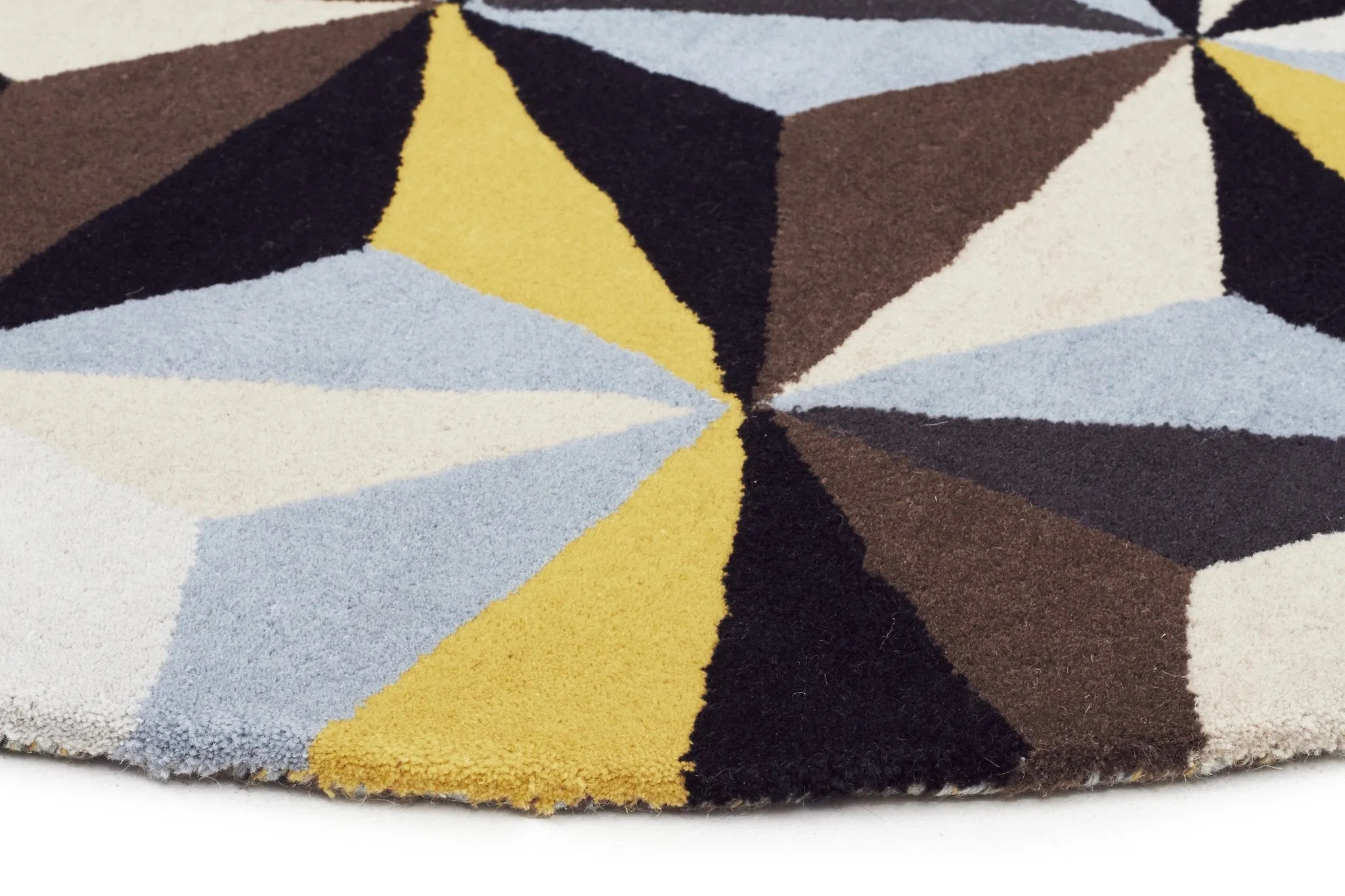 Crystal Designer Wool Blue  Round Rug