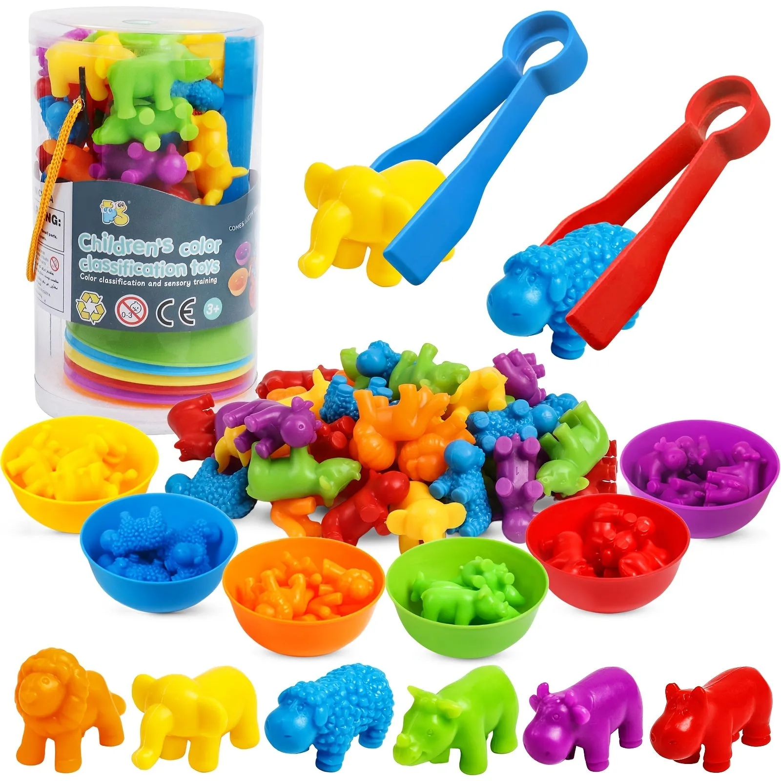 Educational Animal Counting Toy Set with Color Sorting Bowls