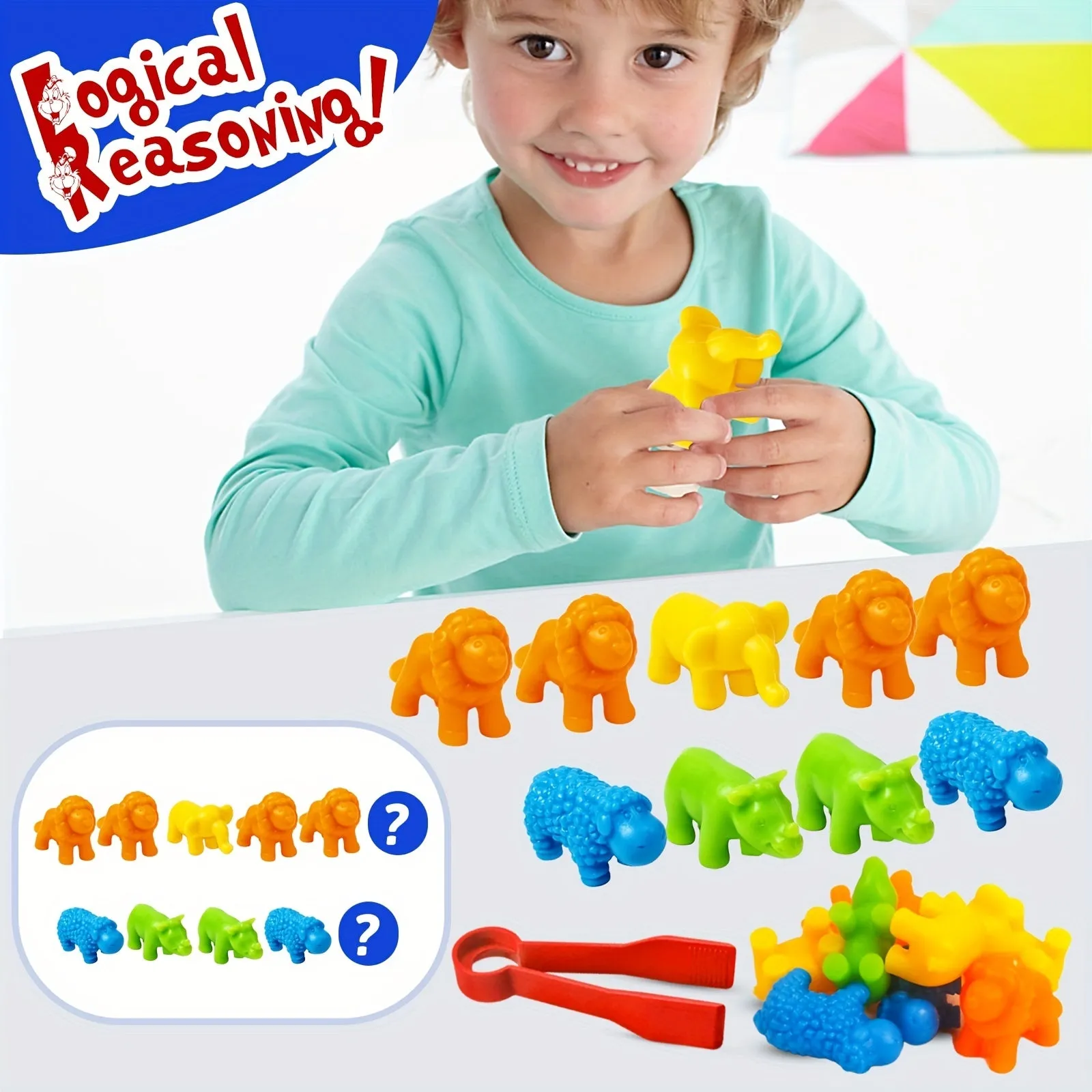 Educational Animal Counting Toy Set with Color Sorting Bowls