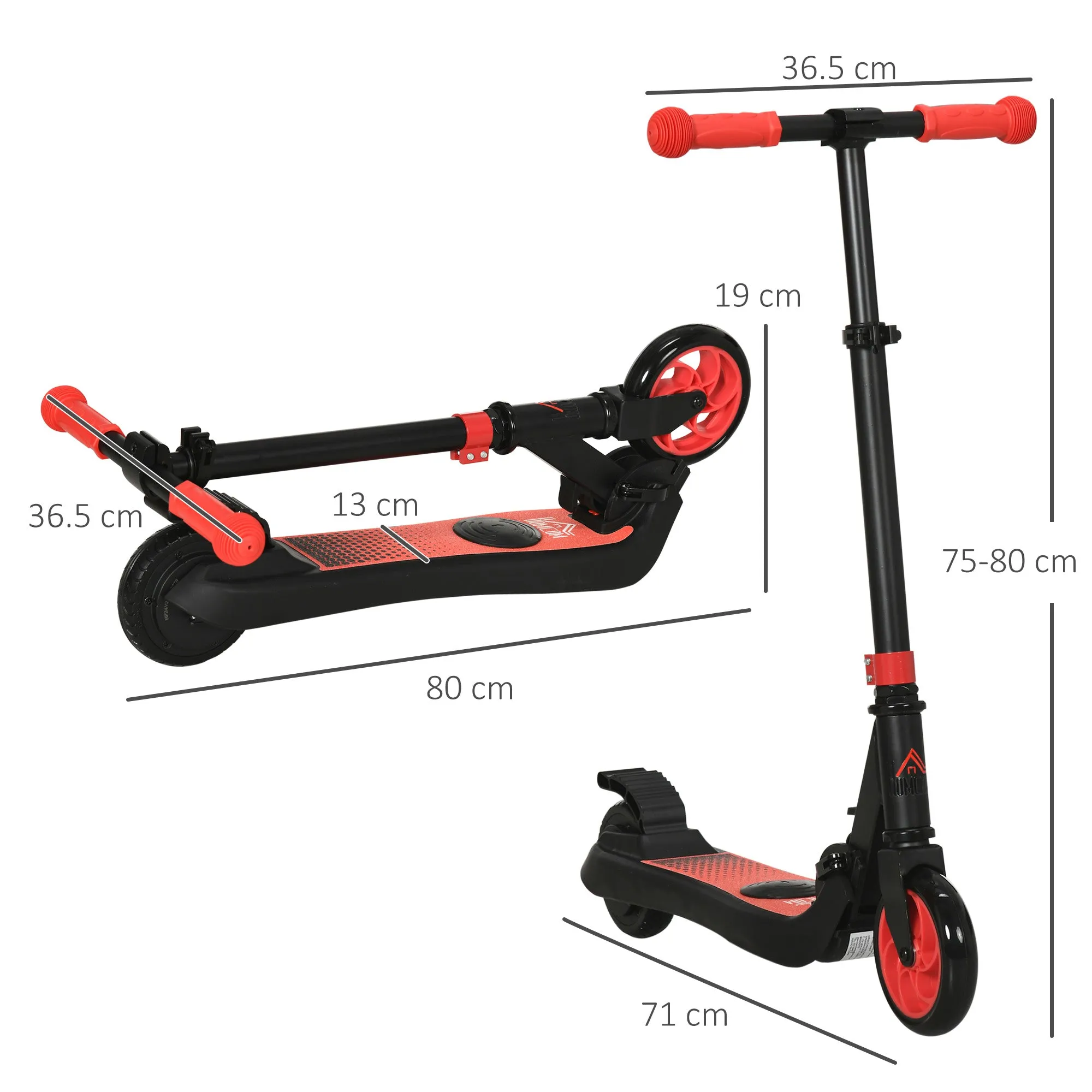 Folding Electric Scooter with Rear Wheel Brake, Red