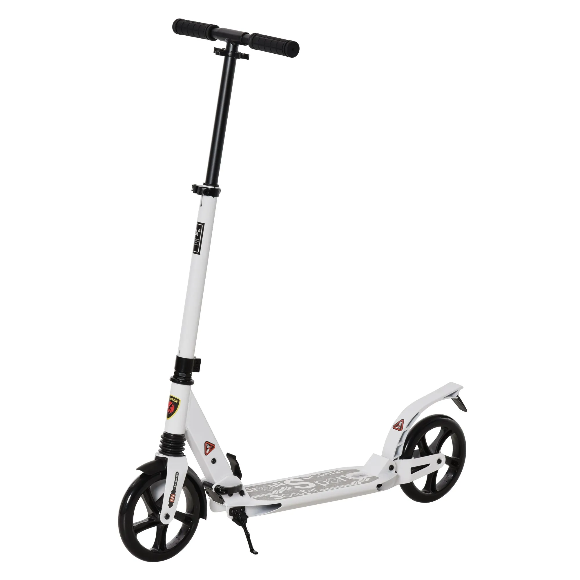 Folding Kick Scooter 2 Big Wheels Teens Adult 14  Adjustable Ride On White