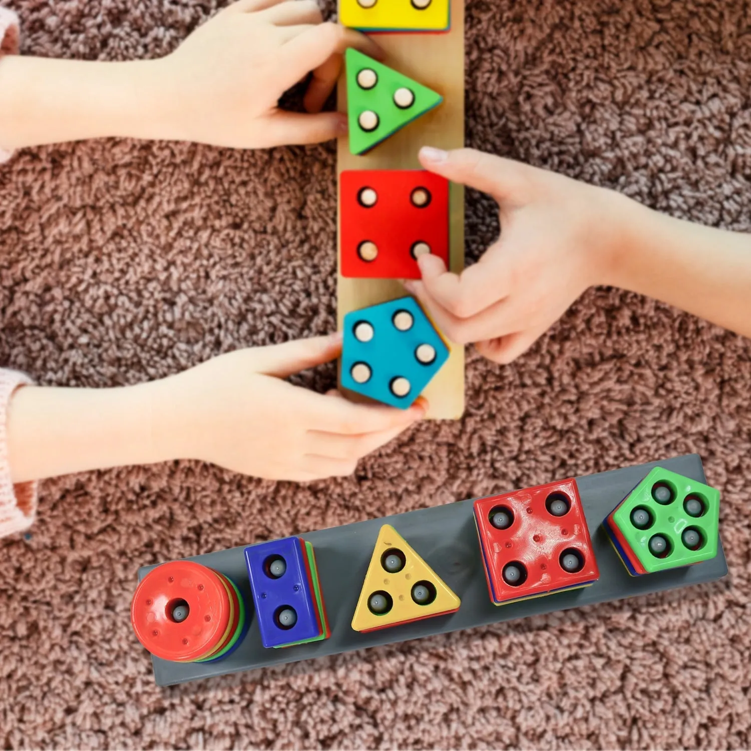 Geometric Brick with box- 5 Angle Matching Column Blocks for Kids - Preschool Educational Learning Toys.