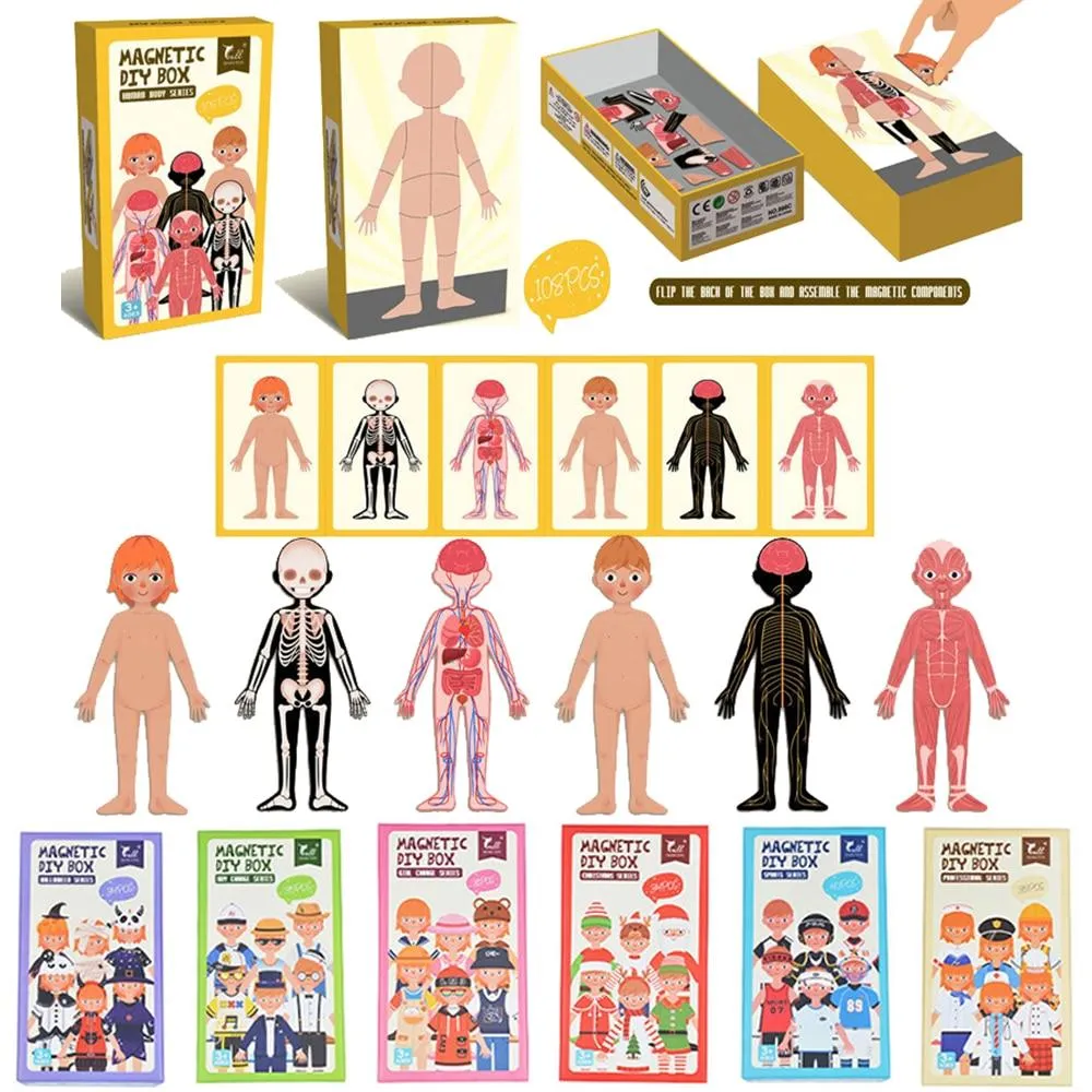 Kids Magnetic Human Body Cognitive DIY Puzzles Early Learning Educational Toy Montessori Funny Gift For Children Dressing Jigsaw