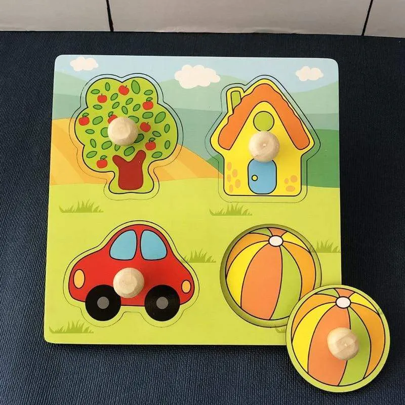 Kids Montessori Puzzle Toys Animals Fruit Graph Match Card Game Early Educational Materials Double-sided Puzzle Toy For Children