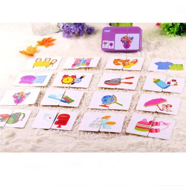 Kids Montessori Puzzle Toys Animals Fruit Graph Match Card Game Early Educational Materials Double-sided Puzzle Toy For Children