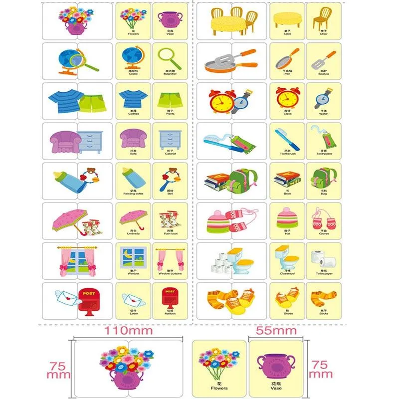 Kids Montessori Puzzle Toys Animals Fruit Graph Match Card Game Early Educational Materials Double-sided Puzzle Toy For Children