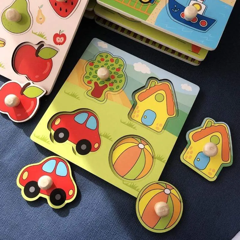 Kids Montessori Puzzle Toys Animals Fruit Graph Match Card Game Early Educational Materials Double-sided Puzzle Toy For Children