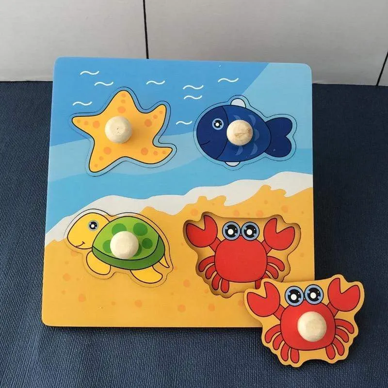 Kids Montessori Puzzle Toys Animals Fruit Graph Match Card Game Early Educational Materials Double-sided Puzzle Toy For Children