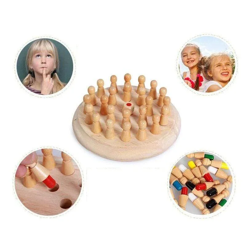 Kids Wooden Memory Match Stick Chess Game Fun Block Board Game Educational Color Cognitive Ability Toy For Children