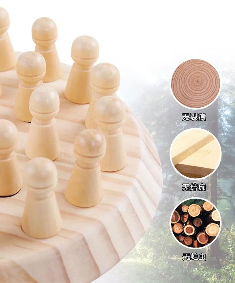 Kids Wooden Toy Puzzles Color Memory Chess Match Game Intellectual Children Party Board Games Baby Educational Learning Toys