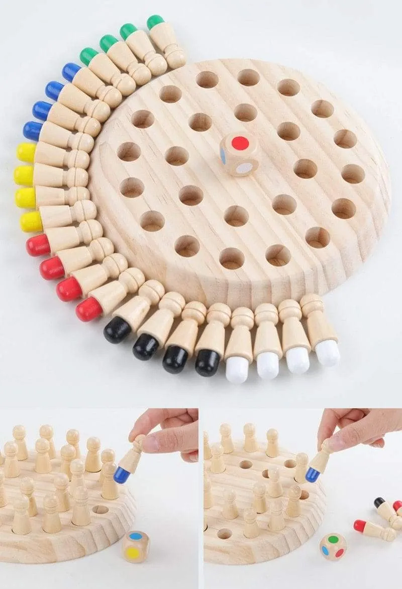 Kids Wooden Toy Puzzles Color Memory Chess Match Game Intellectual Children Party Board Games Baby Educational Learning Toys