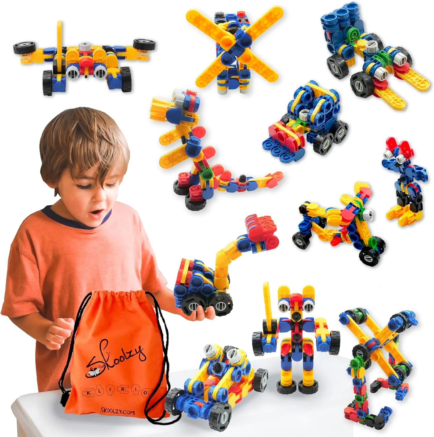 Klikio 8 in 1 Construction Building Engineering Toys 98 Piece Kit