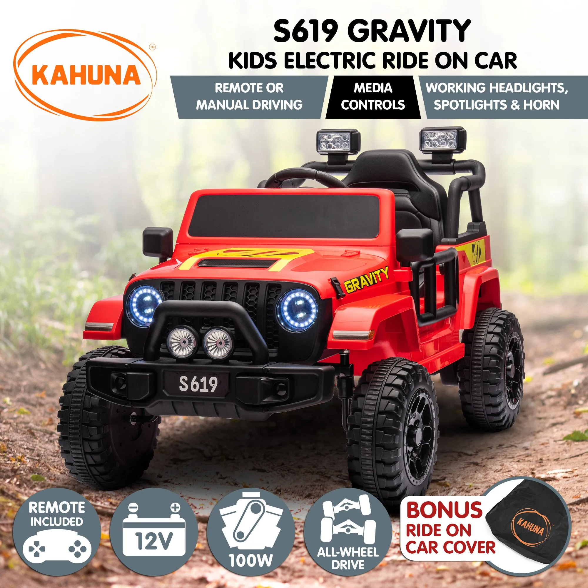 LED Lights & Bluetooth Kids Electric Ride On Car - Kahuna